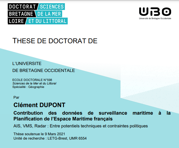 PhD THESIS: Contributions of maritime surveillance data to maritime spatial planning in metropolitan France; Between technical potential and political constraints.